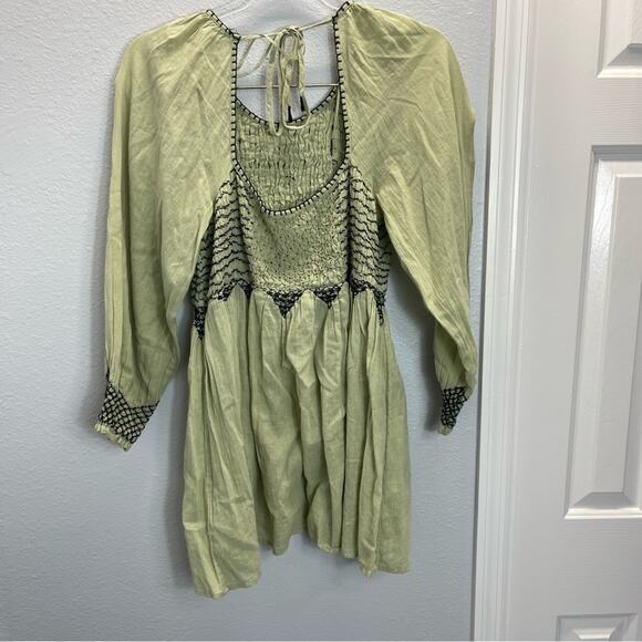 Free People Tunic Top Mini Dress Sage Combo - Picture 12 of 13